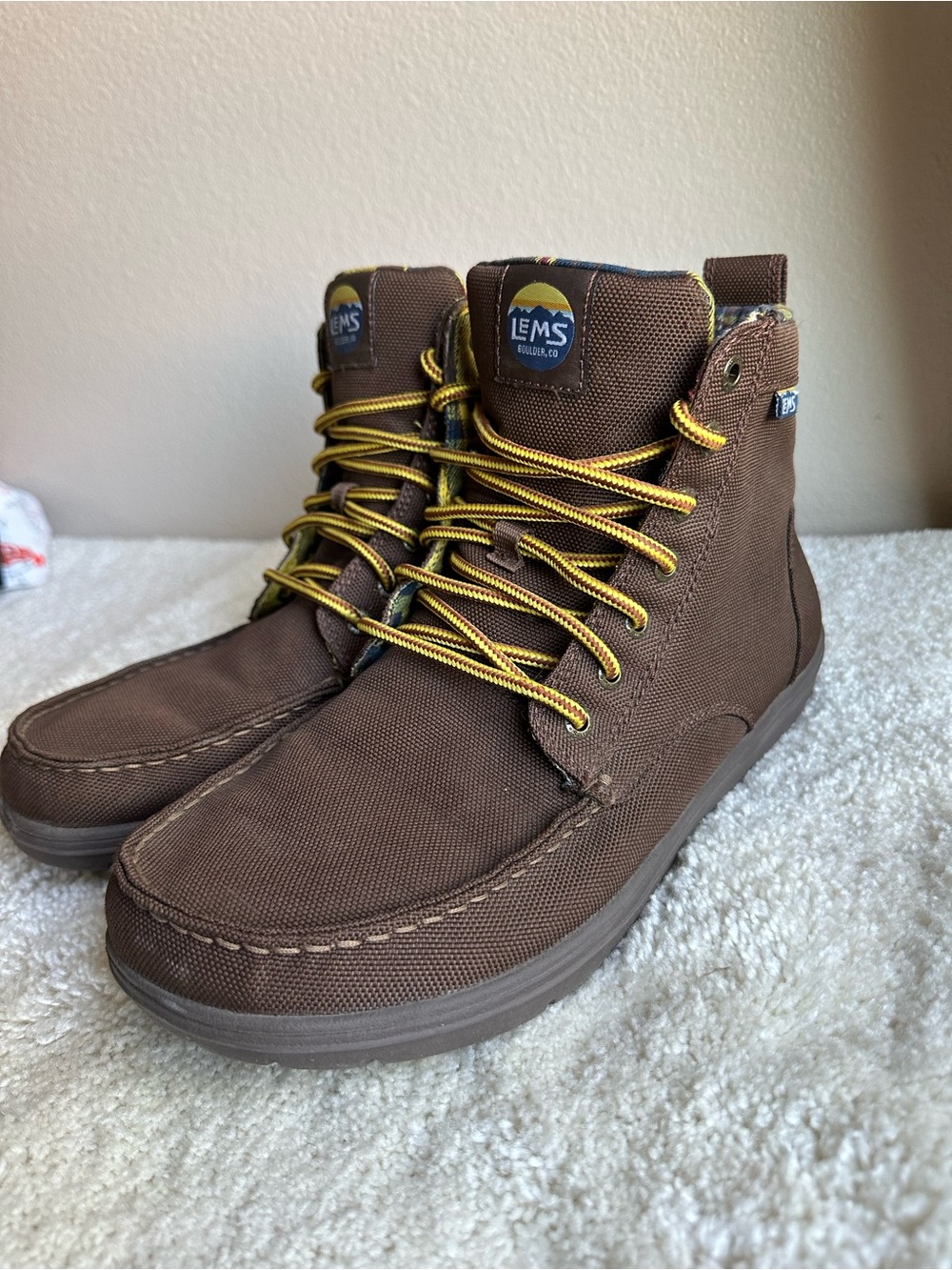 LEMS Men's Boulder Boot Unisex I Pinecone Brown Canvas Mid-Top Shoes Men’s 10.5
